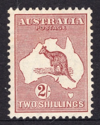 Roo Kangaroo Australia 2/- Maroon CofA WMK MH  (See Back) - Image 1 of 2