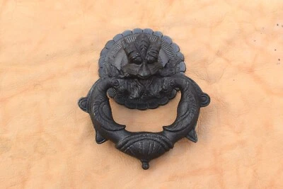 Винтажный тип чугун викторианский дракон лицо двери молоток ручки тянуть падение кольцо - Изображение 1 из 4