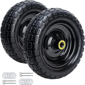 10" Solid Rubber Tires, 4.10/3.50-4 Tire and Wheel Flat Free, 2-Pack with 3/4... - Picture 1 of 7