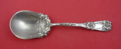 New Art by Durgin Sterling Silver Preserve Spoon w/ narcissus-daffodils 6 1/2" - Image 1 of 2
