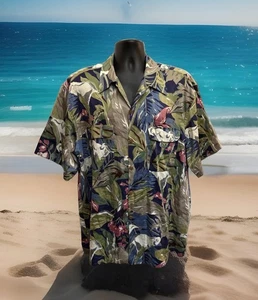 VTG REYN SPOONER Made In USA Camp Shirt Men XL Hawaiian Egyptian Cotton Floral - Picture 1 of 14