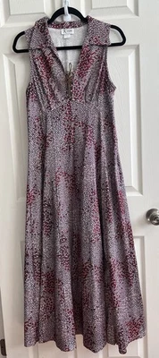 K STUDIO 女式复古 90 年代 Y2K 花卉印花皮革领带长裙 10 码 — 第 1/4 张图片