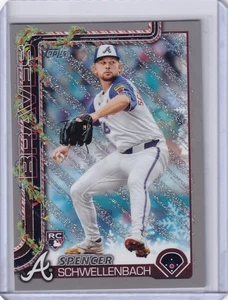 Spencer Schwellenbach Silver Glitter Rookie 2025 Topps Holiday Card #H199 Braves - Picture 1 of 2