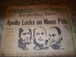 The Hartford Times "APOLLO LOCKS ON MOON PATH" November 1969 - Picture 1 of 4