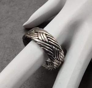 Estate CII Mexico Sterling Silver Unisex Braided Woven Wedding Band Ring Sz 10 - Picture 1 of 10