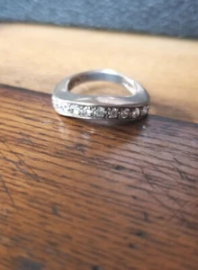 QVC brushed 925 Sterling silver Funky wave clear stone high profile Band Ring - Picture 1 of 9