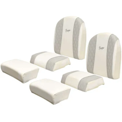Cojines de asiento para poste inclinado Ranger Boat | Serie Bay Blanco Gris (6 piezas) Foto 1 de 4
