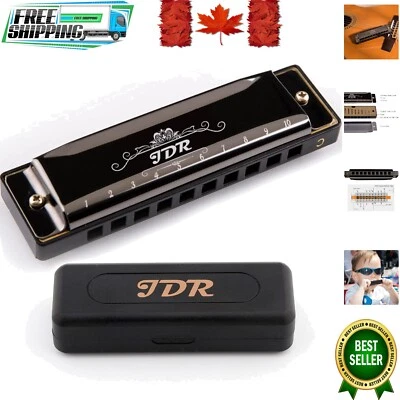 Portable Diatonic Harmonica C - Chrome-Plated, 10 Hole with Case for All Ages - Image 1 of 4