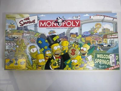 The Simpsons Monopoly COMPLETE USAopoly 2001 Homer Bart Marge Lisa Springfield - Image 1 of 3