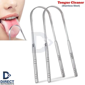2-Pack Tongue Scraper Cleaner Stainless Steel Dental Fresh Breath Cleaning Oral - Picture 1 of 5