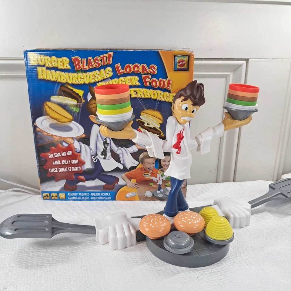 Mattel Burger Blast game Hamburger stacking flip stack win 2010 T8155 RARE read - Image 1 of 4