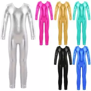Mädchen Shiny Tanz Body Kinder Ballett Trikot Full Overall Einteiler Ganzkörper - Bild 1 von 53