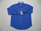 Butter Cloth Shirt Mens M blue stretch Soft cotton Long sleeve button flip cuff