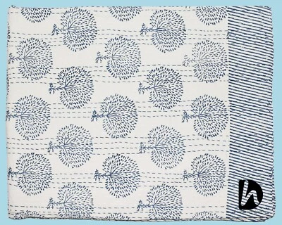 Kantha Quilt Ralli Bedding Coverlet Indian Blanket Cotton Throw Ethnic Bedspread - Image 1 of 4