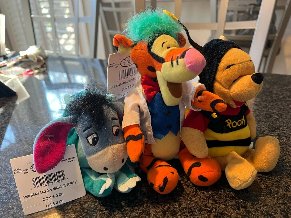 2 Disney Collectible 9" Dinosaur Eeyore & 9" Cupid Eeyore Plush Toys