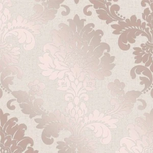 Fine Decor Quartz Rose Gold Glitter Damask Textured Feature Wallpaper FD42204 - Picture 1 of 2