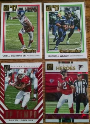 2017 Donruss Odell Beckham Jr Russell Wilson 81 tribute 4 card lot - Image 1 of 4