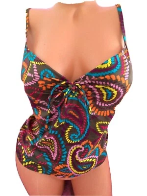 Camiseta Tankini Victoria's Secret 34B Forever Sexy MARRÓN Corbata Frontal Acolchada Pushup Foto 1 de 4