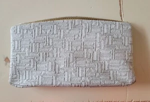 Vintage Textured Modernist Gray Leather Clutch Handbag Estate - Picture 1 of 10