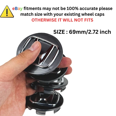 SET OF 4 Grey 69 mm/2.72in Wheel Center Caps - FITS MOST MODELS OF HONDA CAR - Image 1 of 4
