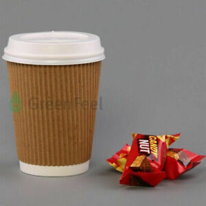 4/8/12/16oz Paper Cups Kraft Disposable Coffee Cups For Hot Drinks With Lids