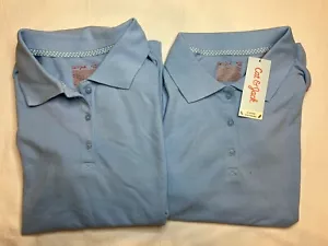 2X Cat & Jack School Polo Girls XL Plus Light Blue Uniform Short Sleeve Shirt - Picture 1 of 7