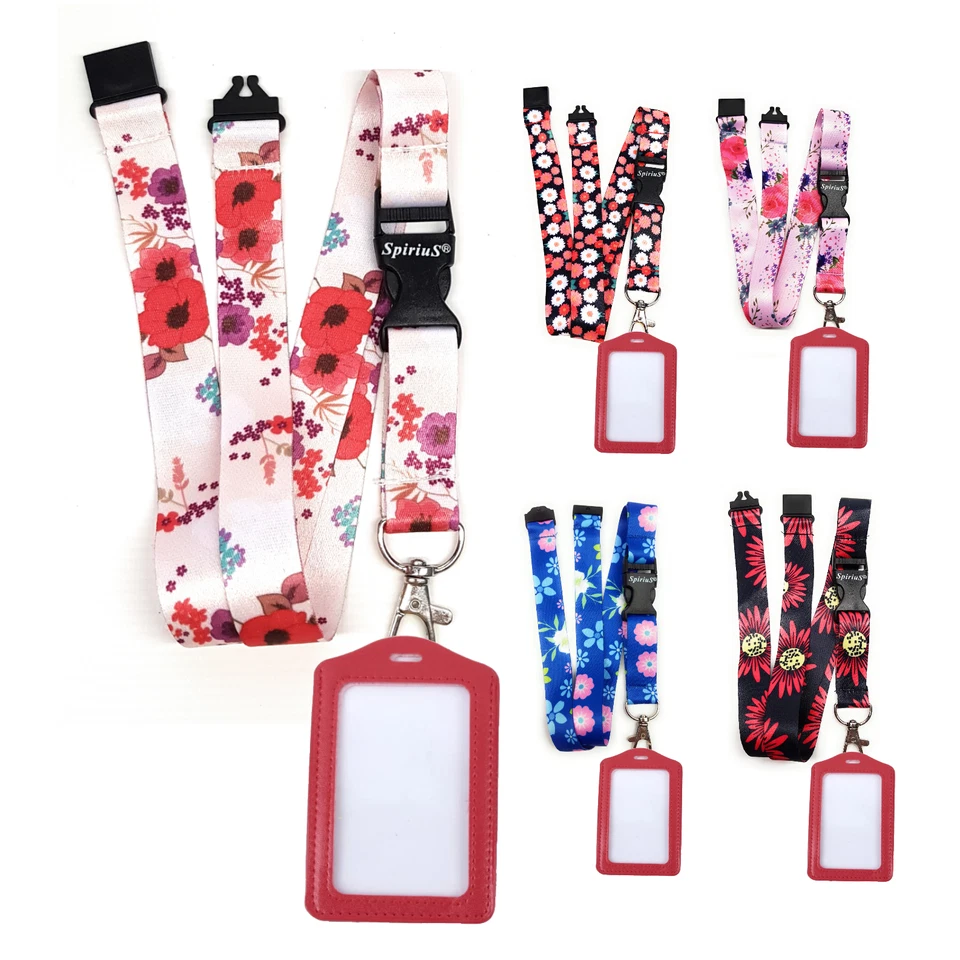 SpiriuS Nueva Correa de Cuello de Cordón Breakaway + Soporte de Insignia de Identificación Vertical Rojo