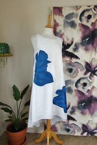 RANNA GILL by ANTHROPOLOGIE Ivory & blue A-line dress size S - Picture 1 of 12