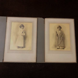 Set of 2 Vintage Antique Photo Pictures Child Little Girl Falkenberg NY Signed - Picture 1 of 11