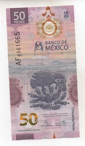 MEXICO  CINCUENTA  (50) PESOS  AJOLOTE FISH  03/31/2021   CIRCULATED/USED Cover