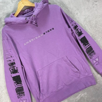 Sudadera con capucha para mujer American Eagle M púrpura gráfico AE grunge ropa de calle algodón Foto 1 de 4