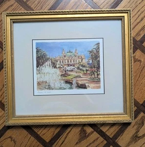 Gold Framed Lithograph Of Le Casino Monaco 11 In X 12 In - Picture 1 of 7