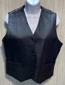 Eagle Leather Vest Womens M Medium Lace Up Back Snap Closure Pockets - Picture 1 of 14