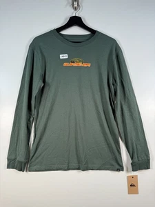 BNWT Quiksilver Boys Crewneck Back Dragon Tee Long Sleeve T Shirt Green Sz XL - Picture 1 of 8