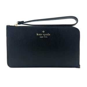 Muñequera Kate Spade Lucy mediana con cremallera en L en cuero negro KD546 - Imagen 1 de 8