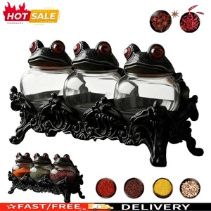 Frog Apothecary Spice Jar-Vintage GlassStorage Jar Frog Kitchen Handcraft Wit ch - Picture 1 of 10