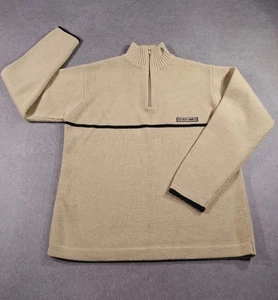 Vintage Teddy Smith Mens 1/4 Zip Pullover Jumper Large Beige Black Wool Blend - Picture 1 of 17