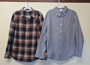 Lot Janie and Jack Boys Shirt Button up Sz 10 Long Sleeve Gray Brown EXCELLENT  - Picture 1 of 8