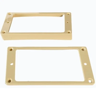 NEW Humbucker Pickup Ring Set Plastic Neck & Bridge FLAT & Tapered/Slanted CREAM - Image 1 of 3