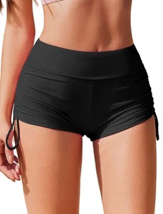 Womens 3" Swim Board Shorts High Waisted Bathing Suit Bottoms Boy Shorts Adju... - Picture 1 of 5