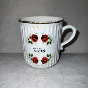 Vintage Czechoslovakia Mug. Roses with “Věra” (Faith) On Both Sides. ✅ - Picture 1 of 6