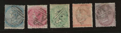 Jamaica Scott #1-4, #6 used 1860-63, Queen  Victoria, Pineapple wmk, nice cancel - Image 1 of 2