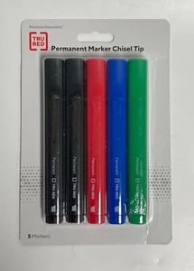 TR54526 TRU ROT PERMANENTMARKER MEISSELSPITZE (5 MARKER: 3 SORTIERT + 2 SCHWARZ) - Bild 1 von 2