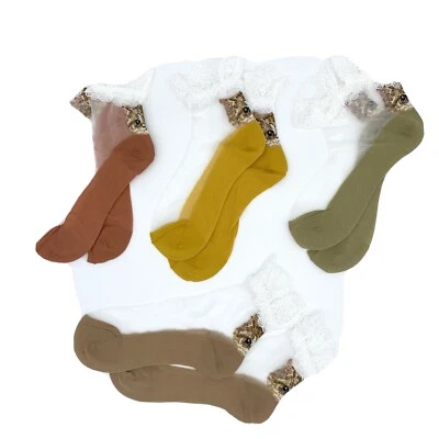 可爱猫花边透明夏季女式袜 — 第 1/4 张图片