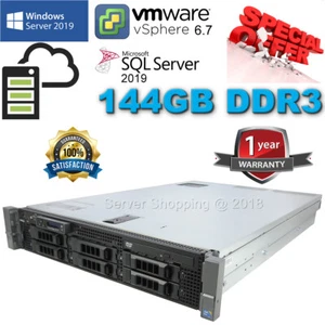 Dell PowerEdge R710 2x 6CORE X5675 3.6Ghz 144GB DDR3 3.5" 2TB SATA 7.2K RPM H700 - Picture 1 of 5