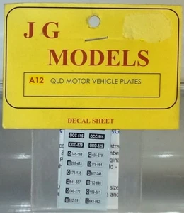 JG Models O Queensland Motor Vehicle Number Plate Decals Code 181-117 - Picture 1 of 1