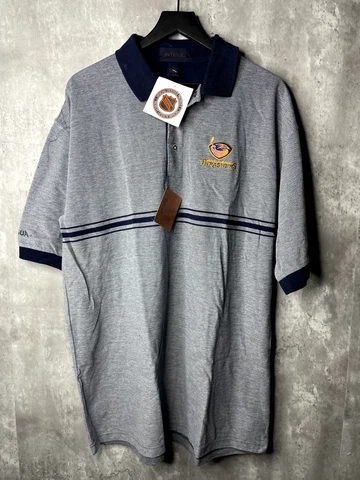 Vintage NEW Atlanta Thrashers Polo Shirt Adult Large Blue Gray NHL Antigua Mens Cover