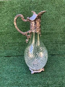 Antique/ Vintage pair silver plate and glass claret jugs. - Picture 1 of 7