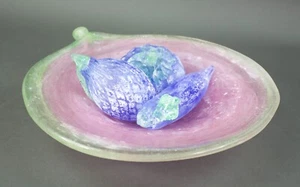 Murano Italy Signed Scavo Glass Centerpiece Fruit Bowl Sculpture Vintage - Picture 1 of 12