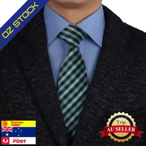 Epoint EAGC0045 Blue Necktie Men Cyan Check Presents Men 63" Long Tie - Picture 1 of 3